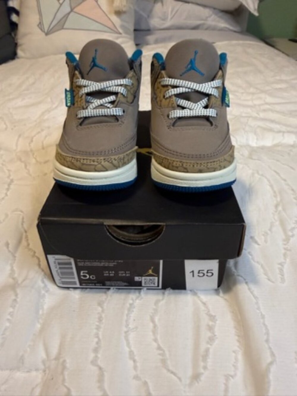 Kids Size 5c Nike Jordan 3 Retro Brand New In The Box Color Olive Grey/Grn Abyss